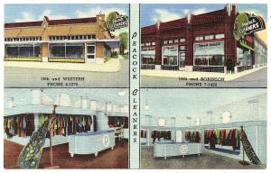 Oklahoma OK Peacock Cleaners Two locations Curteich Linen Postcard