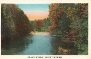 Vintage Postcard Saskatchewan Scenic View Of The River Forest Gravelbourg Canada