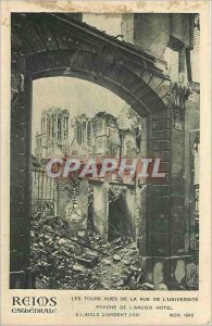 Old Postcard Reims cathedral views Tours of the Street of the Old University ...