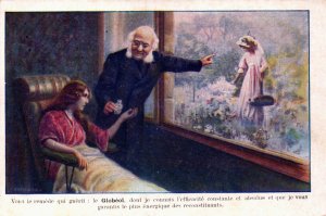 Artist Signed Here is the Remedy that Cures Man and Woman Vintage Postcard C367