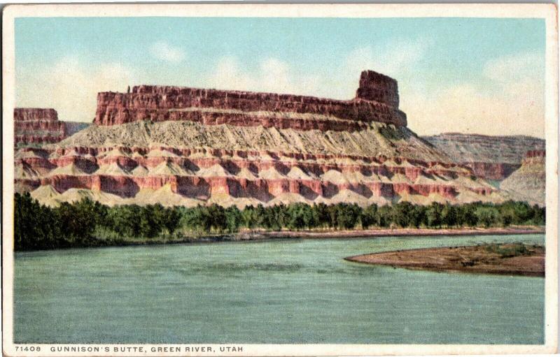 Gunnison's Butte Green River Utah Phostint Vintage Postcard P06