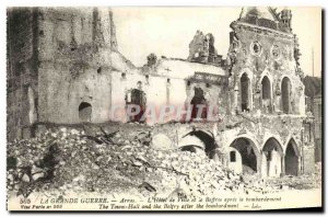 Old Postcard The Great War Arras The Hotel de Ville and belfry after the bombing