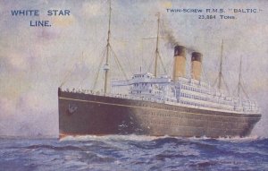 SS Baltic White Star Line Official Rare Antique Ship Postcard