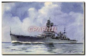 Old Postcard Boat War first of these classes Cruiser Algerie Haffner