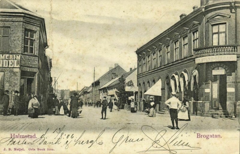sweden, HALMSTAD, Brogatan, Hotel Central (1906) Postcard