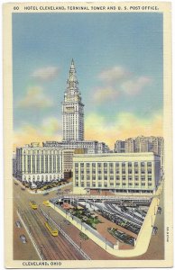 US Unused - Hotel Cleveland, Terminal Tower & US Post Office, Cleveland, Ohio.