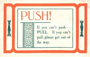 Vintage Postcard Quotes and Sayings Push-Pull Motivational Text Bordered Card 