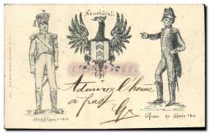 Old Postcard Neuchatel Switzerland Eagle Engineering Officer Gunner 1812 1812...