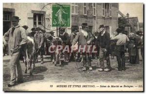 Old Postcard Brittany Folklore Scene walking in Britain Cows TOP