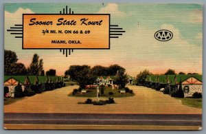 Postcard Miami OK c1940s Sooner State Kourt Alvin H. Echols Route 66 Route 69