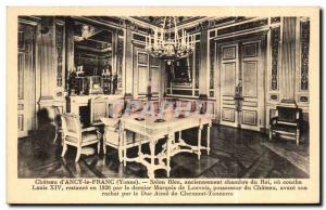 Old Postcard Chateau d'Ancy le Franc Salon Bleu formerly King's room or bed L...