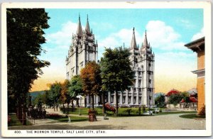 The Mormon Temple Salt Lake City Utah UT Trees, Grounds & Building Postcard