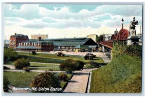 Baltimore Maryland Postcard Union Station Exterior Building 1910 Vintage Antique