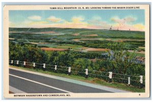 Cumberland Maryland MD Postcard Town Hill Mountain Looking Mason-Dixon Line 1949