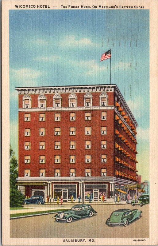 Wicomico Hotel Salisbury MD Postcard PC479