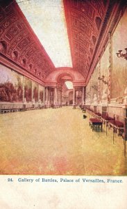 Vintage Postcard Gallery of Battles World Famed Palace of Versailles France FR