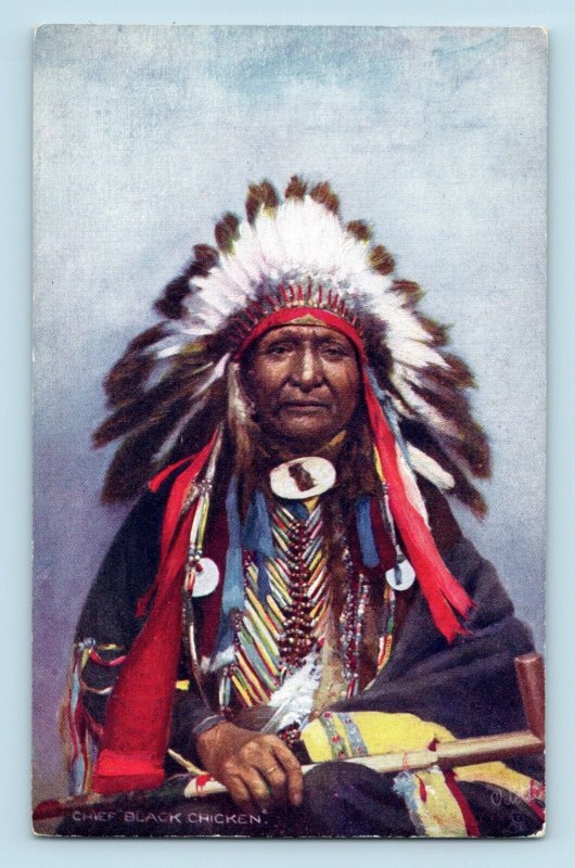 Chief Black Chicken Raphael Tuck 2171 Native American UNP DB Postcard N10