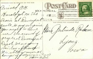 Augusta College Rock Island Illinois Vintage Postcard PM 1c Stamp Cancel WOB Vtg 