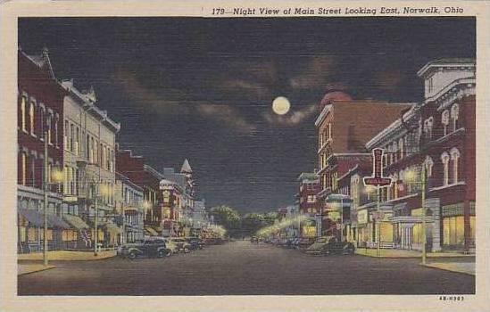 Ohio Norwalk Night View Main Street