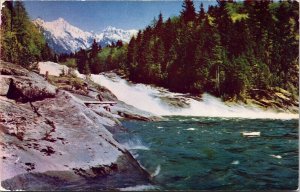 Sunset Falls Skykomish River Snowy Cascade Mountains North Washington Postcard 