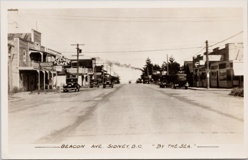 Sidney BC Beacon Avenue Cafe Agent 'By The Sea' Gowen Sutton RPPC Postcard G34