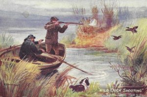 Wild Duck Shooting, by N. Drummond Tuck Oilette With Dog and Gun Ser. PC #9273