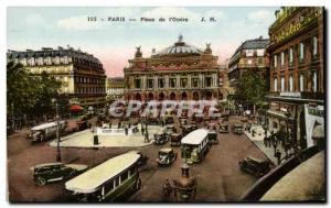 Paris - 9 - L & # 39Opera - busy scene - bus - car - Old Postcard