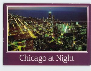 Postcard Chicago at Night, Chicago, Illinois