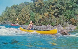 Riding the Rapids - Paddling Canoe in Light Rapids - Published in Wisconsin