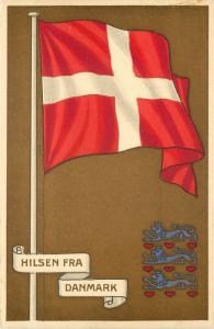 Vintage Postcard; Hilsen Fra Danmark Flag of Denmark Lions Rampant Heraldry