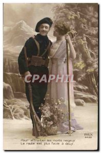 Old Postcard Militaria Alpine Hunters Woman