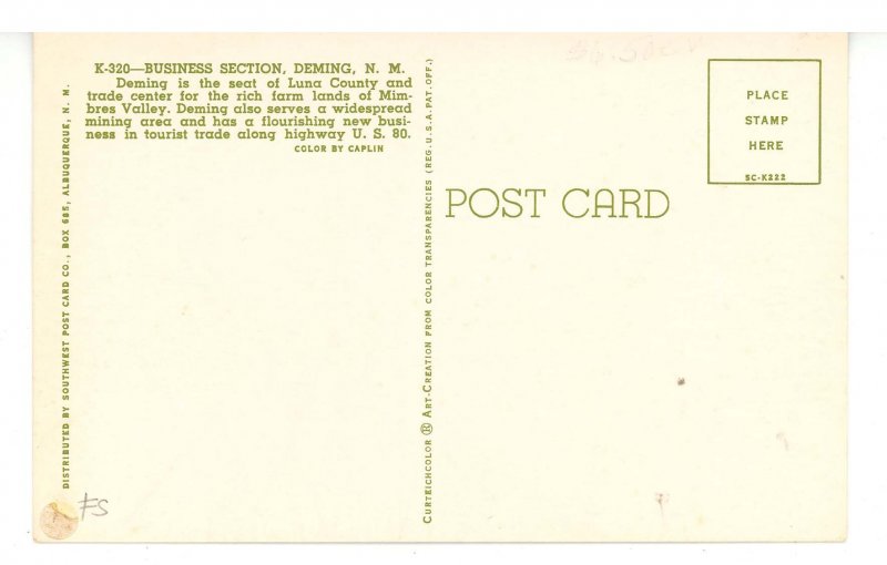 NM - Deming. Main Street Scene ca 1955