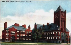 High School Colorado Springs Colorado Vintage Postcard C216