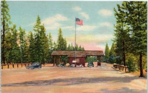 Postcard - West Gate to Yellowstone National Park at West Yellowstone, Wyoming