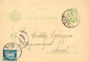 Cluj to Aiud Romania 1931 uprated postal stationery postcard royalty 2 Lei green