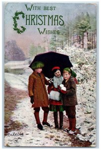1906 With Best Christmas Wishes, Umbrella, Sanford ME Oilette Tuck Art Postcard