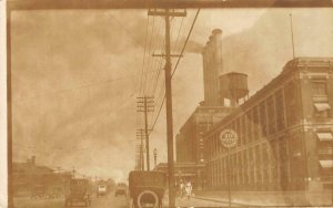 RPPC Street Scene Factory Cars Pennsylvania? c1910s Real Photo Vintage Postcard