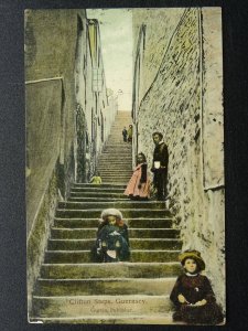 Channel Islands GUERNSEY Clifton Steps c1909 Postcard by Guerin