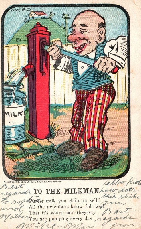 Vintage Postcard To The Milkman Purest Milk You Claim To Sell Comic Souvenir