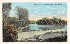 Joliet Illinois~Highland Park Scene Overlooking River~1920s Postcard