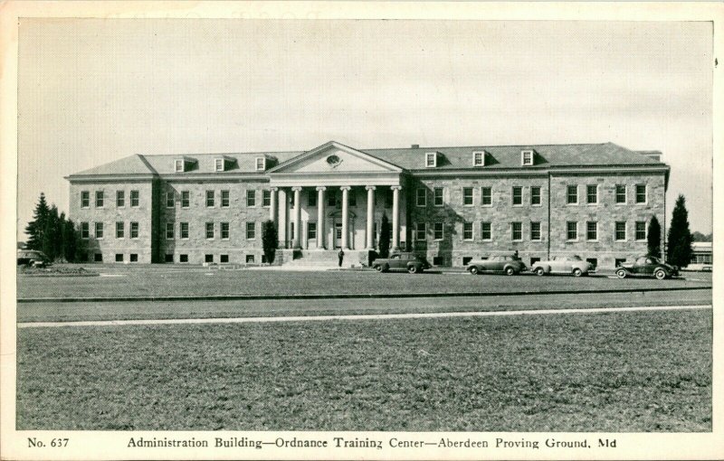 WWII Aberdeen Proving Ground Administration Building UNP UNP WB Postcard N17