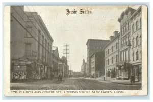 Jessie Seaton Church And Center STS Looking South New Haven Connecticut Postcard 