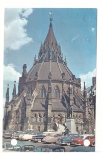 The Parliamentary Library, Old Cars, Ottawa, Ontario, Vintage 1965 Postcard