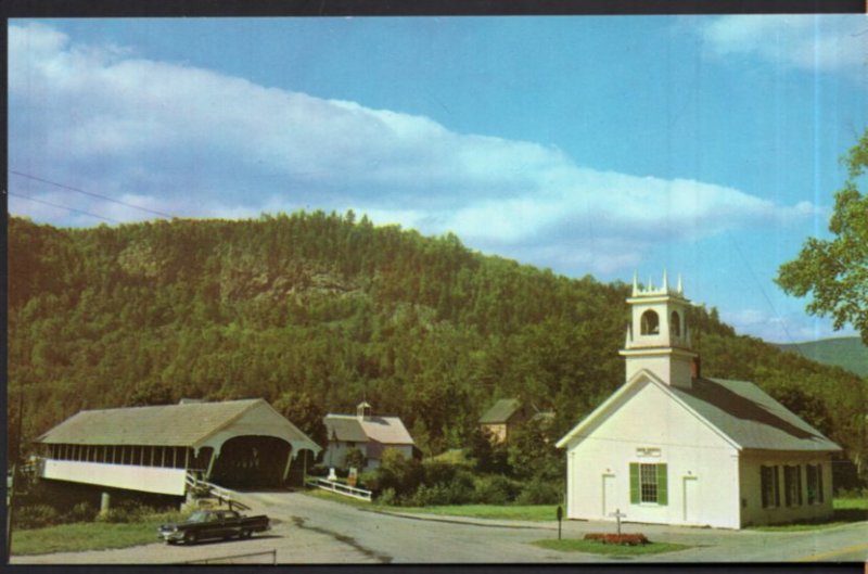 New Hampshire STARK Covered Bridge and Church - Chrome