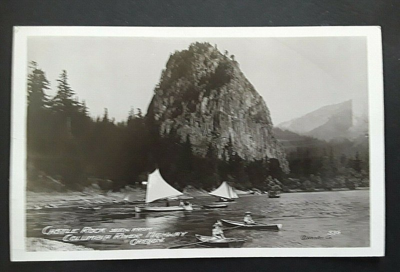 Mint Oregon Castle Rock View From Columbia River Highway Real Photo Postcard