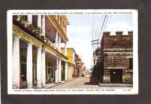 Panama Railroad Train Station Depot Colon Ferrocarril Canal Zone Postcard