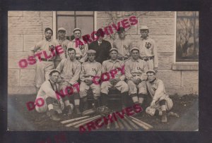 Fayette IOWA RPPC 1910 BASEBALL TEAM College UPPER IOWA UNIVERSITY Coach Posing