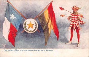 San Antonio Texas Carnival Flags Battle of Flowers Tuck Postcard AA72100