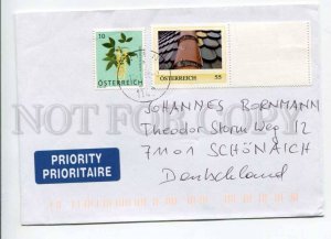 421346 AUSTRIA to GERMANY 2010 year real posted COVER w/ flower stamp