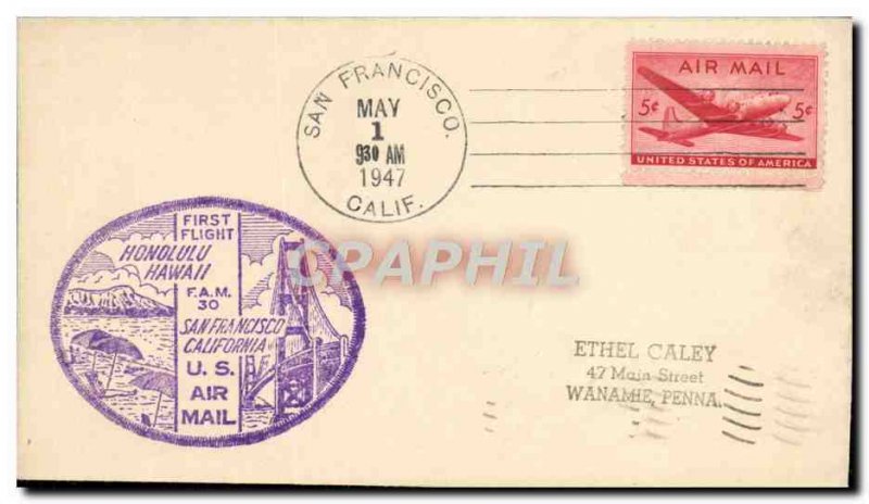 Letter US 1st Flight Honolulu San Francisco May 1, 1947